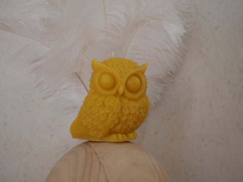 Bougie Décorative Hibou – Cire d'Abeille 100% Naturelle, Faite Main en Provence – L'Atelier Virentis