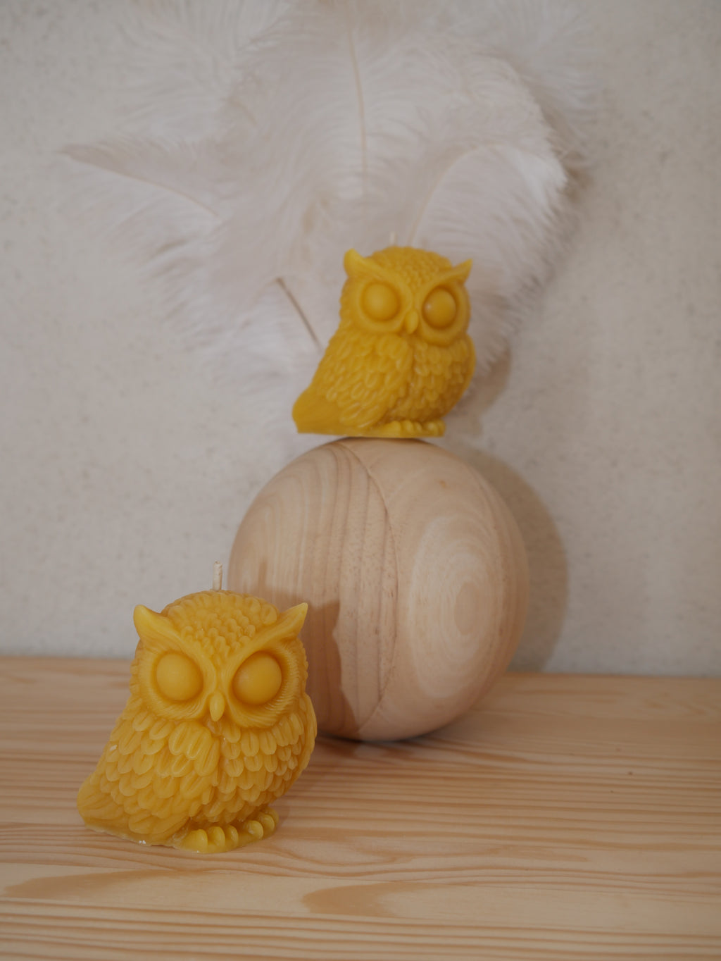BOUGIE NATURELLE "HIBOU" EN CIRE D'ABEILLE