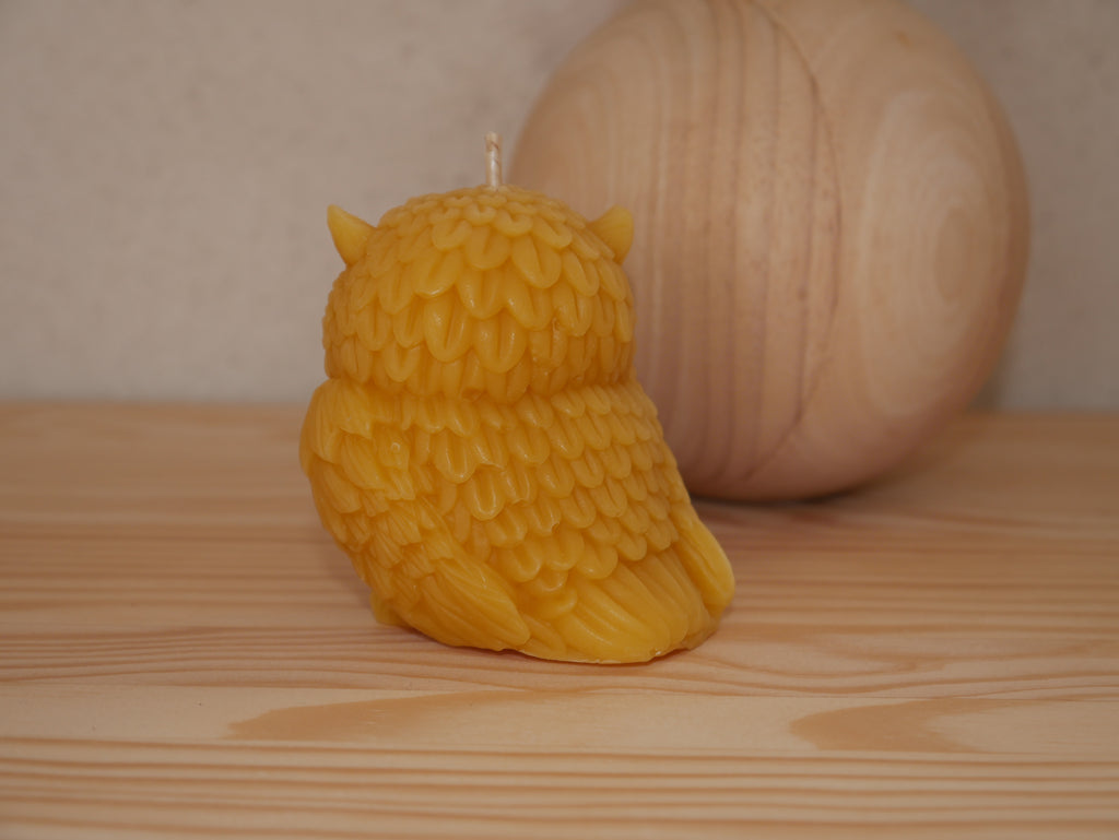 BOUGIE NATURELLE "HIBOU" EN CIRE D'ABEILLE