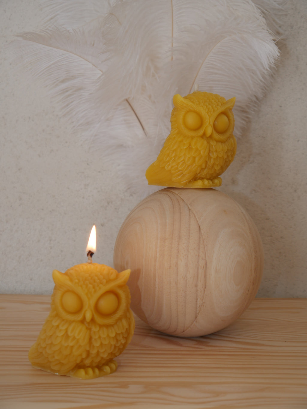 BOUGIE NATURELLE "HIBOU" EN CIRE D'ABEILLE