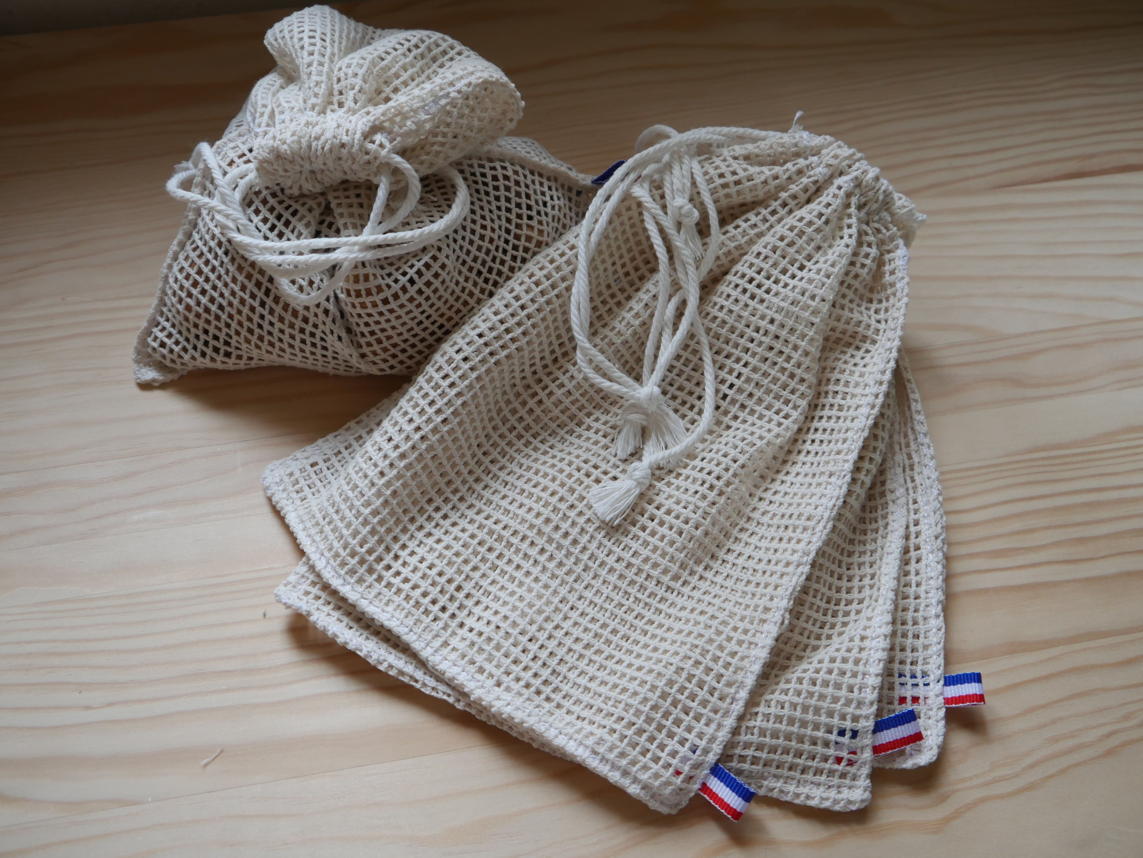 LOT DE 4 SACS A VRAC EN COTON