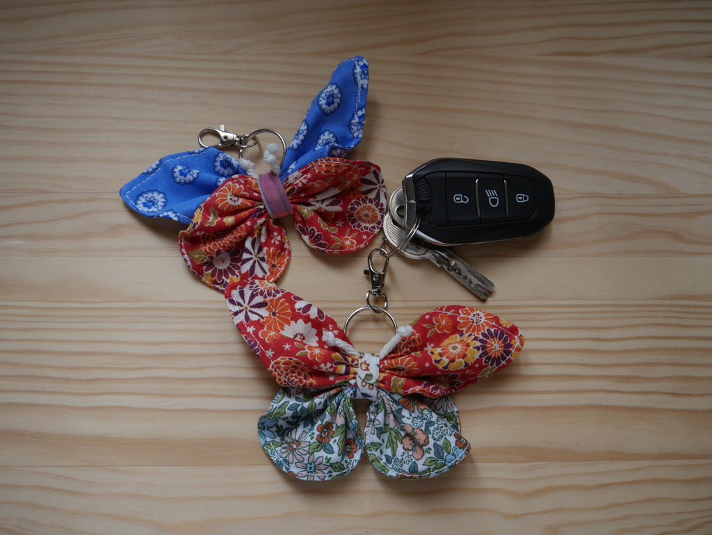 DUO PORTES CLEFS PAPILLONS FLEURIS